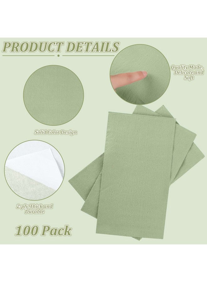Glenmal Glenmal 100 Pcs Paper Disposable Napkins 2 Ply Dinner Guest Cocktail Napkins Hand Towels for Wedding Spring Birthday Party Bridal Anniversary Reception, 13 x 16 Inches(Sage Green) - Image 4
