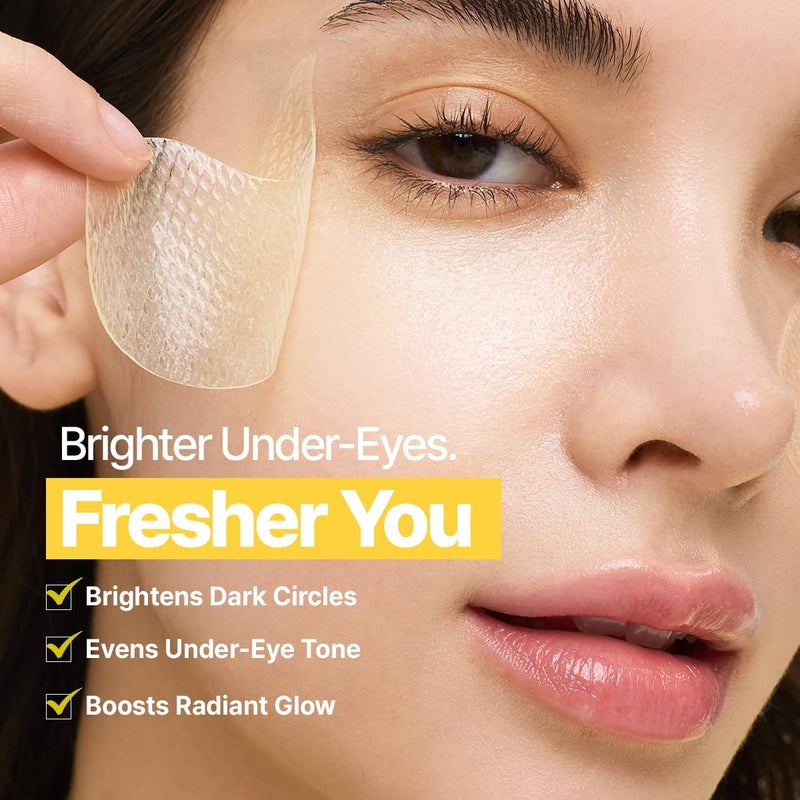 GOODAL Green Tangerine Vitamin C Eye Patches ALPHA – 25% Thicker Hydrogel Under Eye Patches for Puffy Eyes & Dark Circles, Korean Skincare, Radiant Glass Skin Look (60 Patches) - Image 4