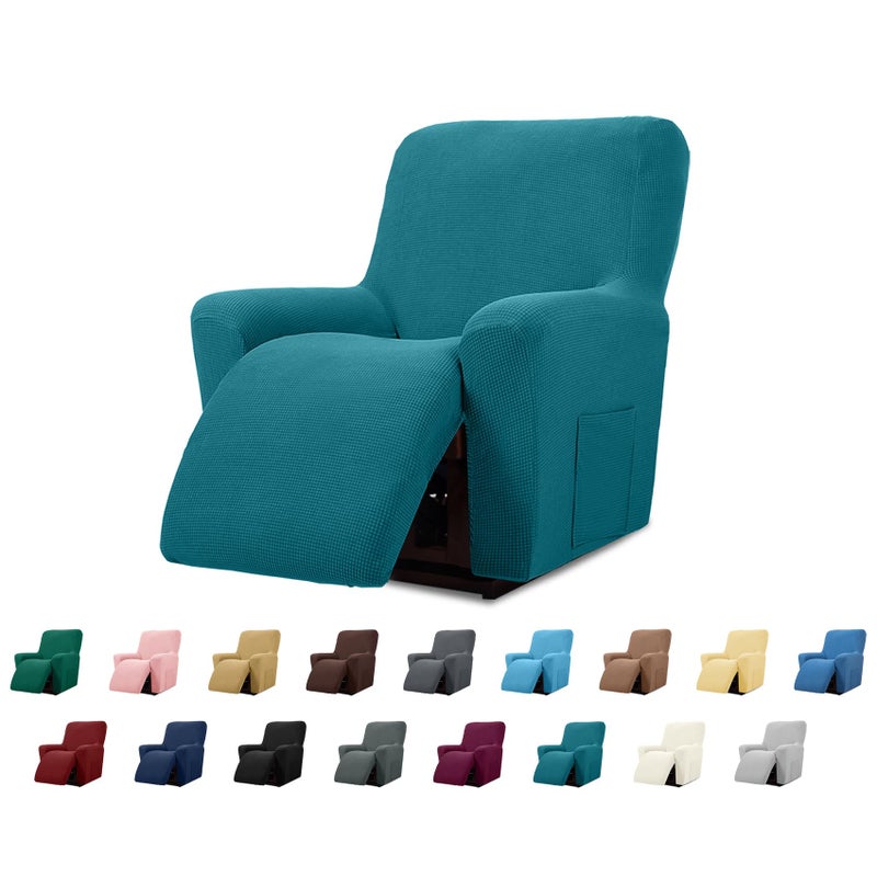 Cupuamon Recliner Chair Covers,Lazy Boy Recliner Covers Stretch Reclining Covers 1 Piece Furniture Protector with Elastic Bottom for Dog,Kids-Peacock Blue - Image 1