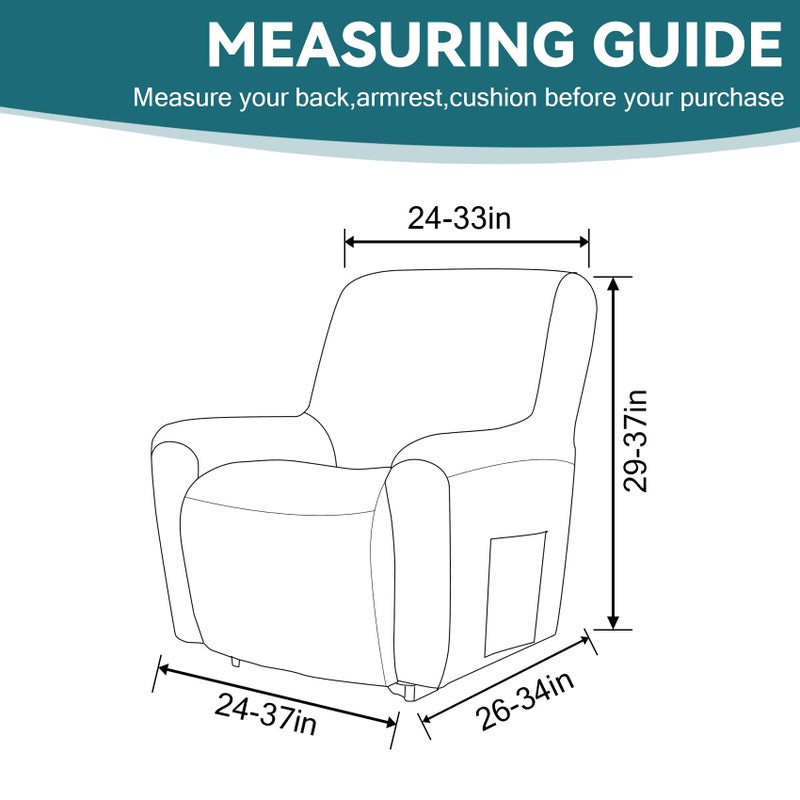 Cupuamon Recliner Chair Covers,Lazy Boy Recliner Covers Stretch Reclining Covers 1 Piece Furniture Protector with Elastic Bottom for Dog,Kids-Peacock Blue - Image 2
