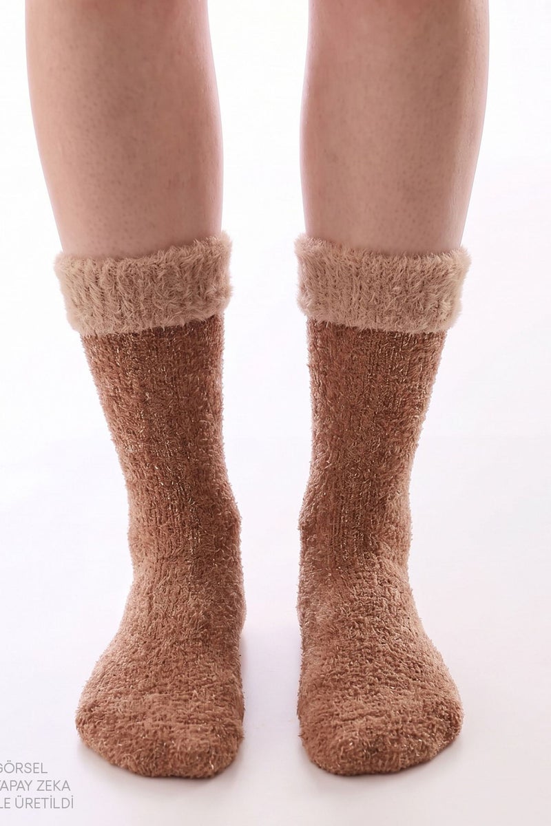PENTI Latte Fluffy Crew Socks - Image 1
