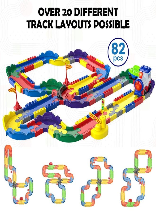 Mirana Block Rider Toy Train Set with Colorful & Multiple Track Layout - USB Rechargeable Type-C Engine - Various Sound Modes - New York, Chicago - Fun Play for Kids 1-8 Years (Medium - 82 Pcs) - Image 5