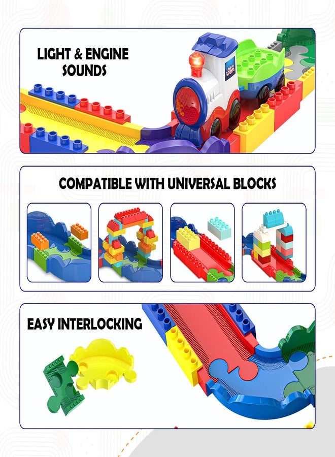 Mirana Block Rider Toy Train Set with Colorful & Multiple Track Layout - USB Rechargeable Type-C Engine - Various Sound Modes - New York, Chicago - Fun Play for Kids 1-8 Years (Medium - 82 Pcs) - Image 4