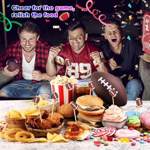 Vicuna R 100 Football Cocktail Picks, Decorative Fancy Toothpicks for Appetizers Drinks Fruit Food, 4.7 IN Long Bamboo Skewers Charcuterie Sticks for Rugby Ball Super Bowl Party Supplies Football Themed Decor - Image 3