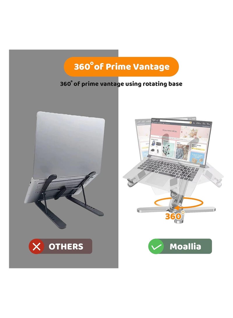 Excefore Laptop Stand with 360 Rotating Base, Computer Notebook Laptop Riser Metal Holder for Desk Collaborative Work, Fully Foldable for Easy Storage, Fits All MacBook, Laptops up to 16 inches - Image 5
