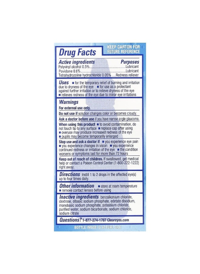 Clear Eyes Clear Eyes, Triple Relief, Lubricant/Redness Reliever Eye Drops, 0.5 fl oz (15 ml)  - Image 3