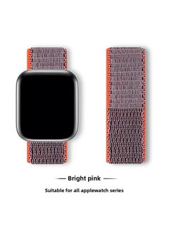 Suitable For Iwatch1-s9 Strap Light Mint/Ocean Blue Nylon Loop Velcro Wristband For Apple Watch Strap-Color:3# Bright Pink-Specifications:42/44/45/49mm