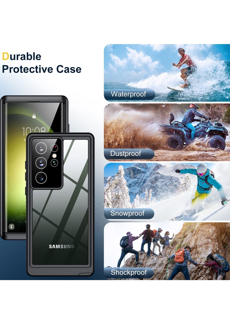 KASTWAVE Ultimate Protection for Samsung Galaxy S23 Ultra، واقي شاشة مدمج بعدسة، مقاوم للصدمات بالكامل، مقاوم للسقوط، مقاوم للغبار، جراب للاستخدام تحت الماء لهاتف Galaxy S23 Ultra 5G مقاس 6.8 بوصة (أسود) - Image 2