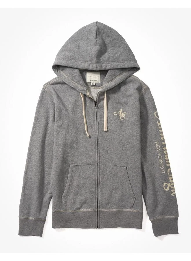 امريكان ايجل AE Graphic Heather Zip-Up Hoodie