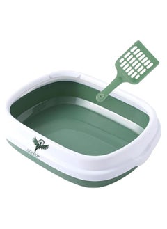 Large Cat Litter Box Set,  Anti-Splashing cat toilet with Cleaning Scoop, Portable Waste Container with Sandbox Area and Deodorizing Pan for Ultimate Convenience and Hygiene