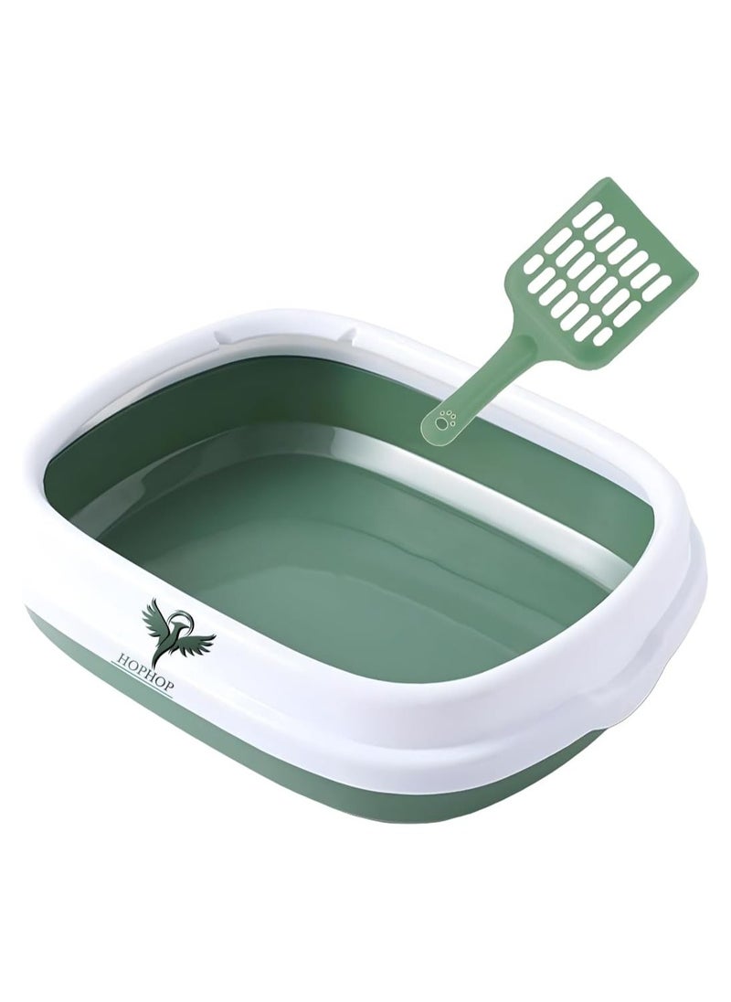 HOPHOP - Large Cat Litter Box Set,  Anti-Splashing cat toilet with Cleaning Scoop, Portable Waste Container with Sandbox Area and Deodorizing Pan for Ultimate Convenience and Hygiene - Image 1