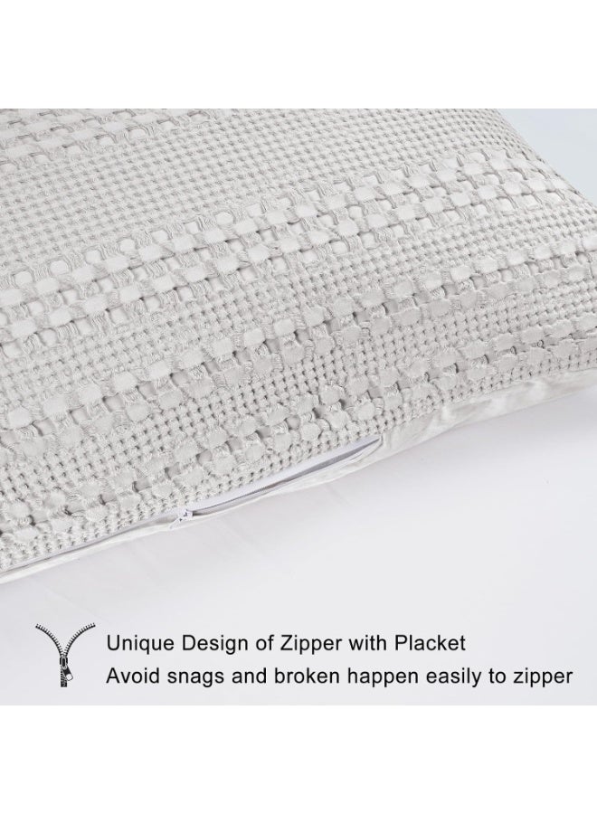 PHF PHF 100% Cotton Waffle Body Pillowcase with Zipper, 1 Pack 20" x 54" Soft Skin-Friendly Pillow Sham, No Filling, Aesthetic Woven and Breathable Waffle Weave Body Pillow Cover for Bed, Light Grey - Image 4