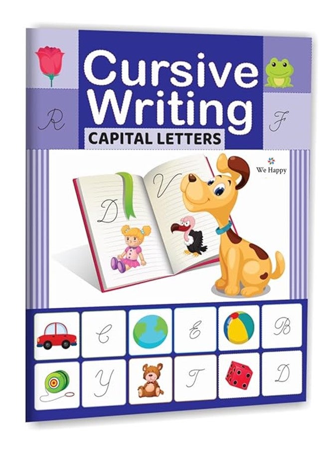 We Happy Cursive Writing Capital Letter Book Creative Pictures and Tracing Letters Practice Activity Book for Children - Image 1