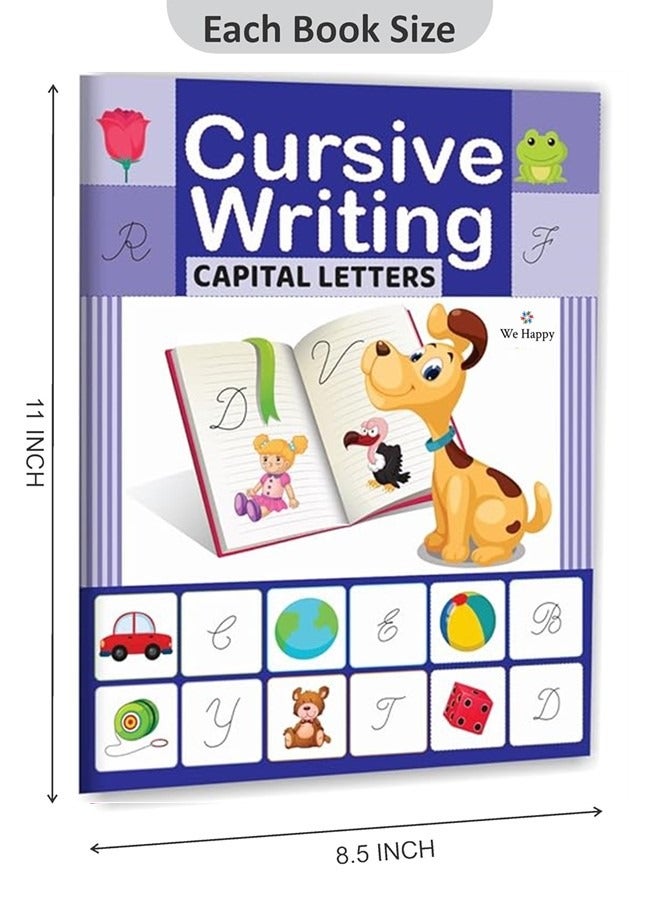 We Happy Cursive Writing Capital Letter Book Creative Pictures and Tracing Letters Practice Activity Book for Children - Image 2