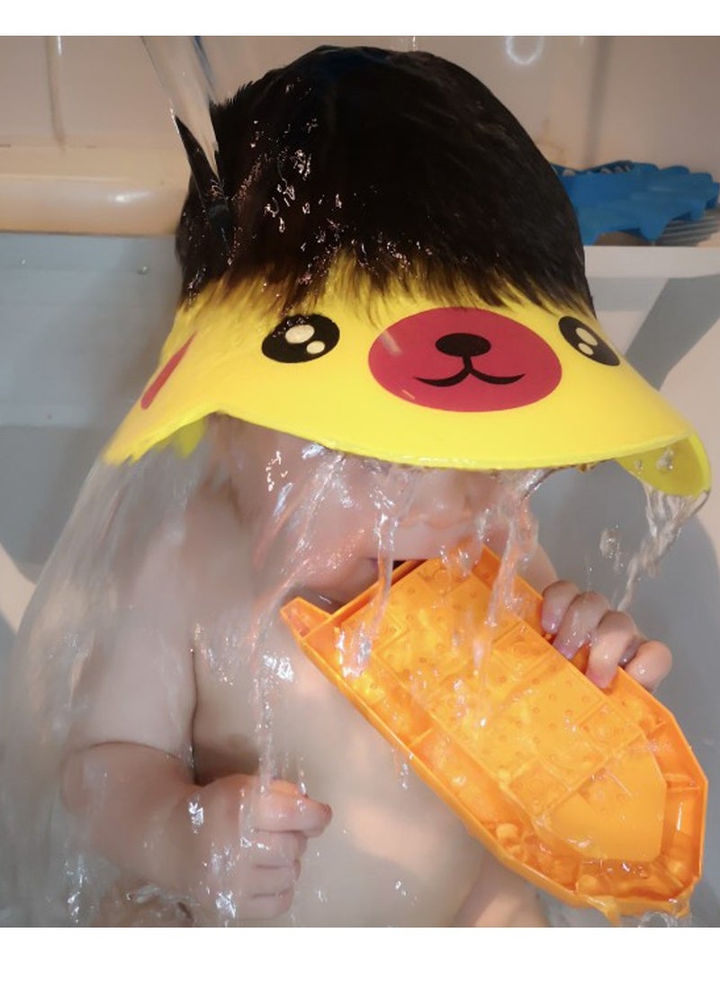 Kids Adjustable Bathing Protection Cap Cartoon Visor Shower Cap for Wash Hair (Yellow)  - Image 5