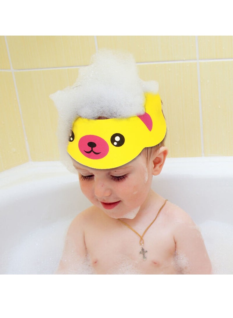 Kids Adjustable Bathing Protection Cap Cartoon Visor Shower Cap for Wash Hair (Yellow)  - Image 3