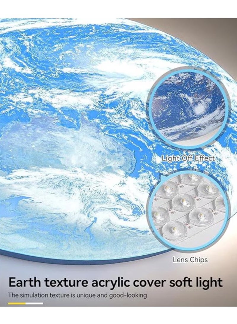 WALALLA 33cm Dimmable Earth Ceiling Light Fixture 36W with Remote, 3000K/4000K/6500K Dimmable Flush Mount Kids Ceiling Light, Wall Mount Earth Light for Kids Room Bedroom Study Room Aisle,Blue - Image 3