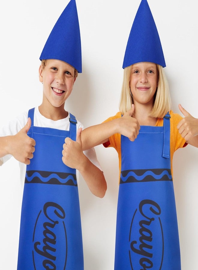 XLSXEXCL Kids Crayon Costume Set, Crayon Apron with Gnome Cone Hat, Funny Dress Up Outfit Accessories for Halloween, World Book Day, School Plays (Blue) - Image 4