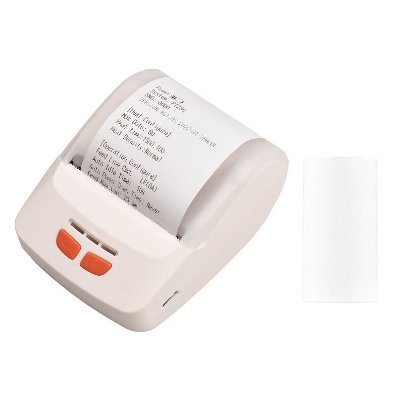 Mini Thermal Printer 58mm White - Strong Compatibility 203dpi Resolution Wireless Thermal Receipt Printer for Small Business, Retail, Mobile Use - Image 1