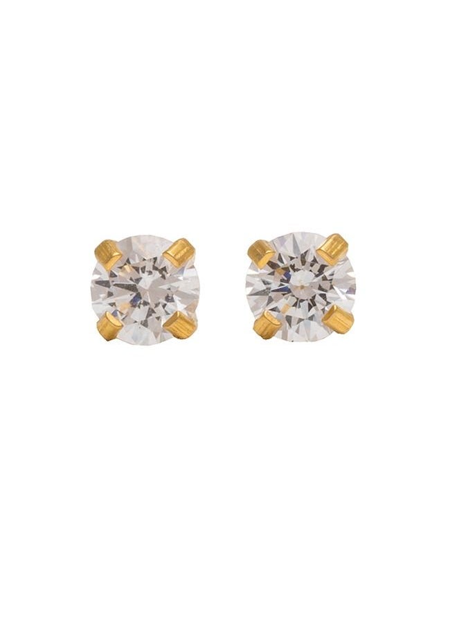 Studex - 4MM Cubic Zirconia 24K Pure Gold Plated Ear Studs - Image 1