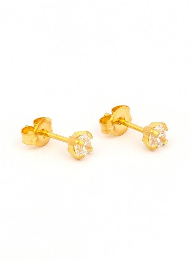 Studex - 4MM Cubic Zirconia 24K Pure Gold Plated Ear Studs - Image 1