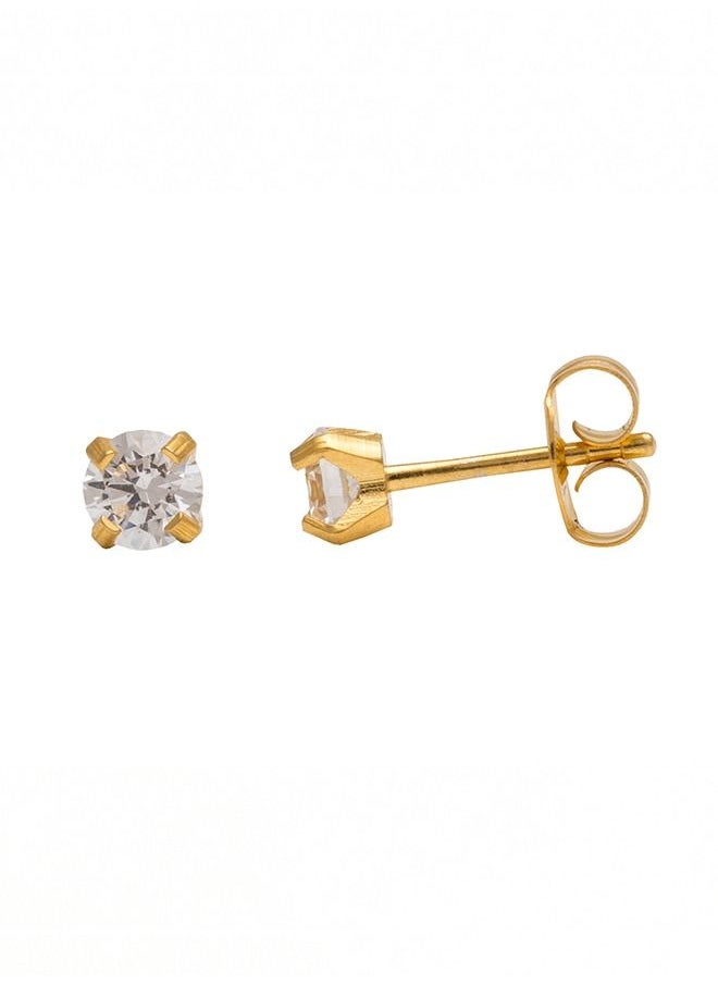 Studex - 4MM Cubic Zirconia 24K Pure Gold Plated Ear Studs - Image 1