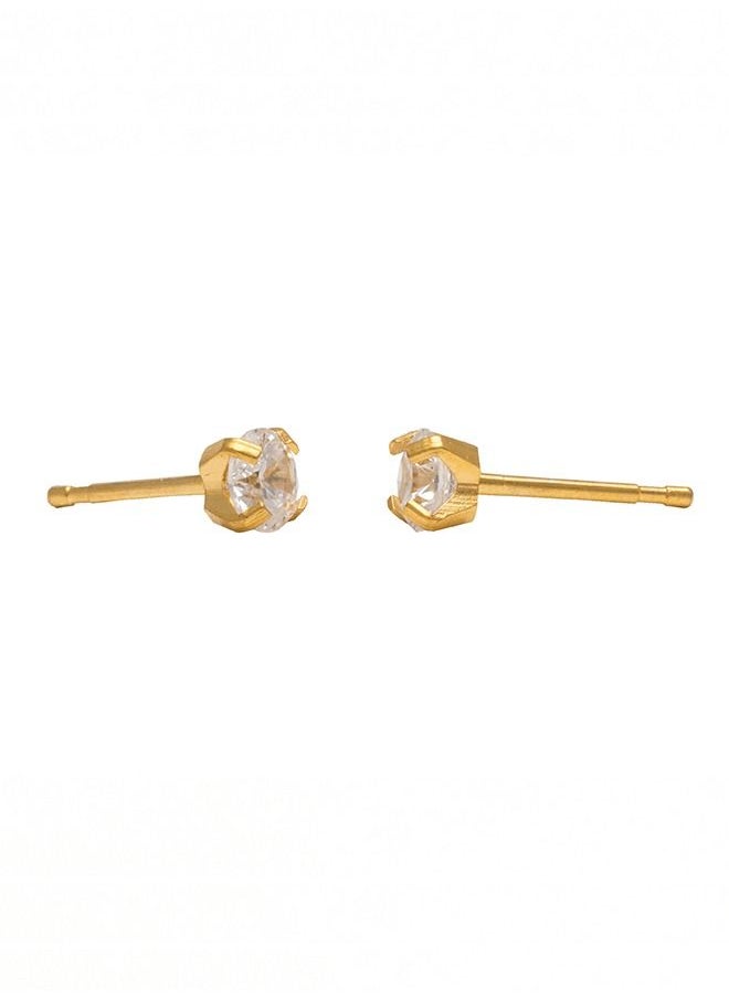 Studex - 4MM Cubic Zirconia 24K Pure Gold Plated Ear Studs - Image 1
