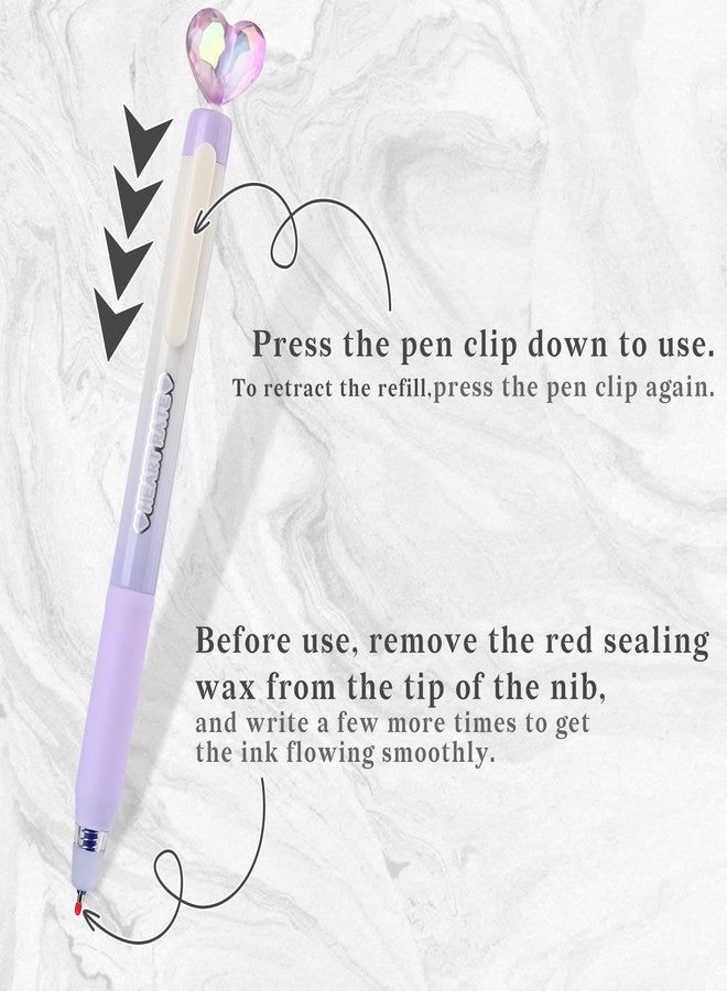 Temiary 8 Pcs Retractable Erasable Gel Pens, 0.5 mm Fine Point Blue Ink Pen with Eraser, Smooth Writing for Crossword Puzzle (Transparent Heart) - Image 4