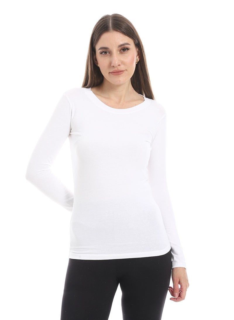 Andora Round Neck Slip On White Basic Top_White - Image 1