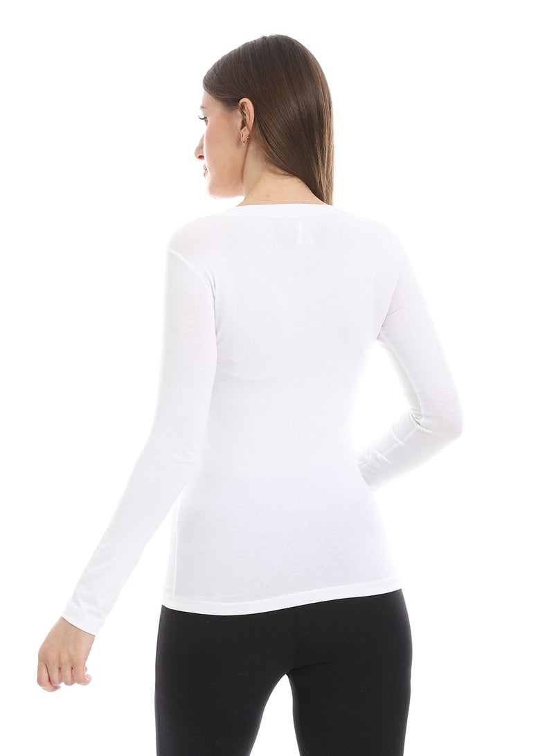 Andora Round Neck Slip On White Basic Top_White - Image 3
