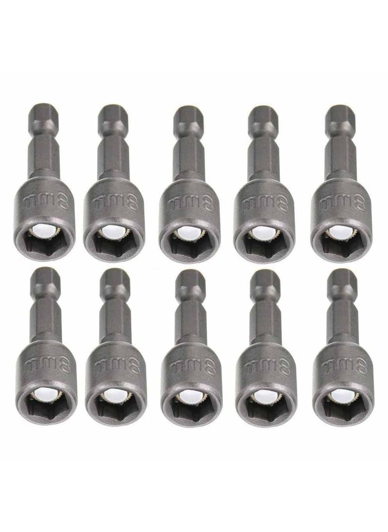 UPTODATETOOLS - UPTODATETOOLS 10Piece Hex Magnetic Power 8mm 516 Socket Adapter Drill Bit Nut Driver Set 14 inch Hex for Power Tools - Image 1