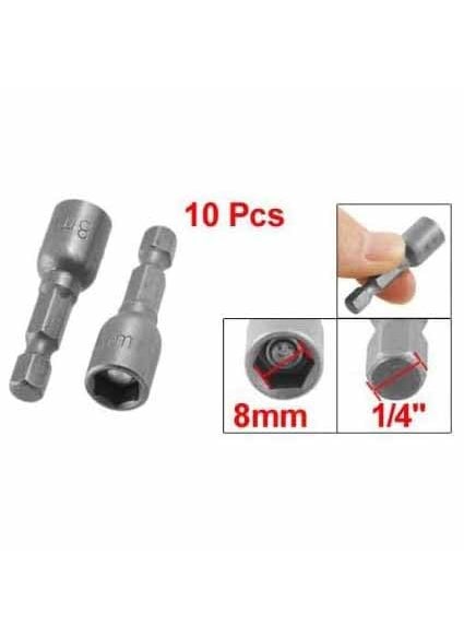 UPTODATETOOLS - UPTODATETOOLS 10Piece Hex Magnetic Power 8mm 516 Socket Adapter Drill Bit Nut Driver Set 14 inch Hex for Power Tools - Image 1