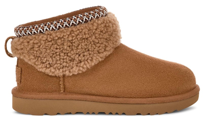 UGG Kids K Classic Ultra Mini Maxi Curly Boot, Chestnut, 6 - Image 4
