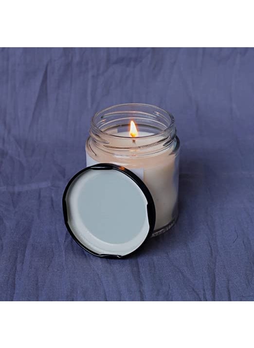 Polaris Fox Polaris fox 200ml Empty Glass Gar With Black Lid Set of 6 Jar Can be used for candle making and storing things at home  - Image 4