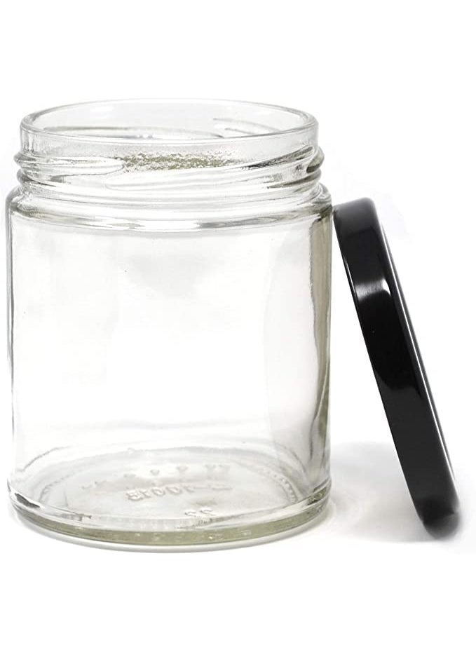 Polaris Fox Polaris fox 200ml Empty Glass Gar With Black Lid Set of 6 Jar Can be used for candle making and storing things at home  - Image 3