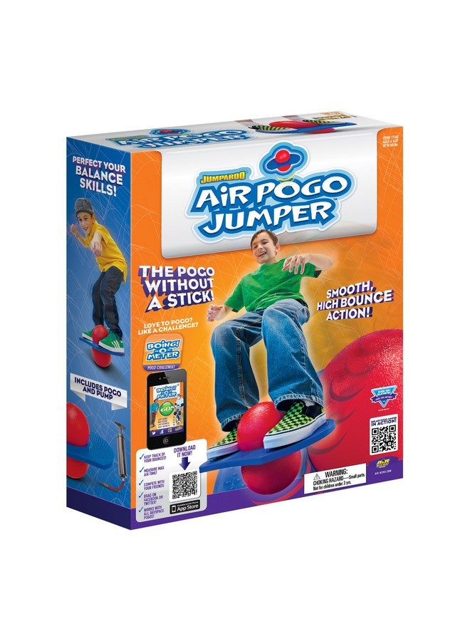 Geospace Original AIR POGO Jumper for Indoor or Outdoor Use, Fun Trick Bounce Board for Boys, Girls, Teens Ages 6+ or up to 160 lbs, Pump Included (Blue/Red)