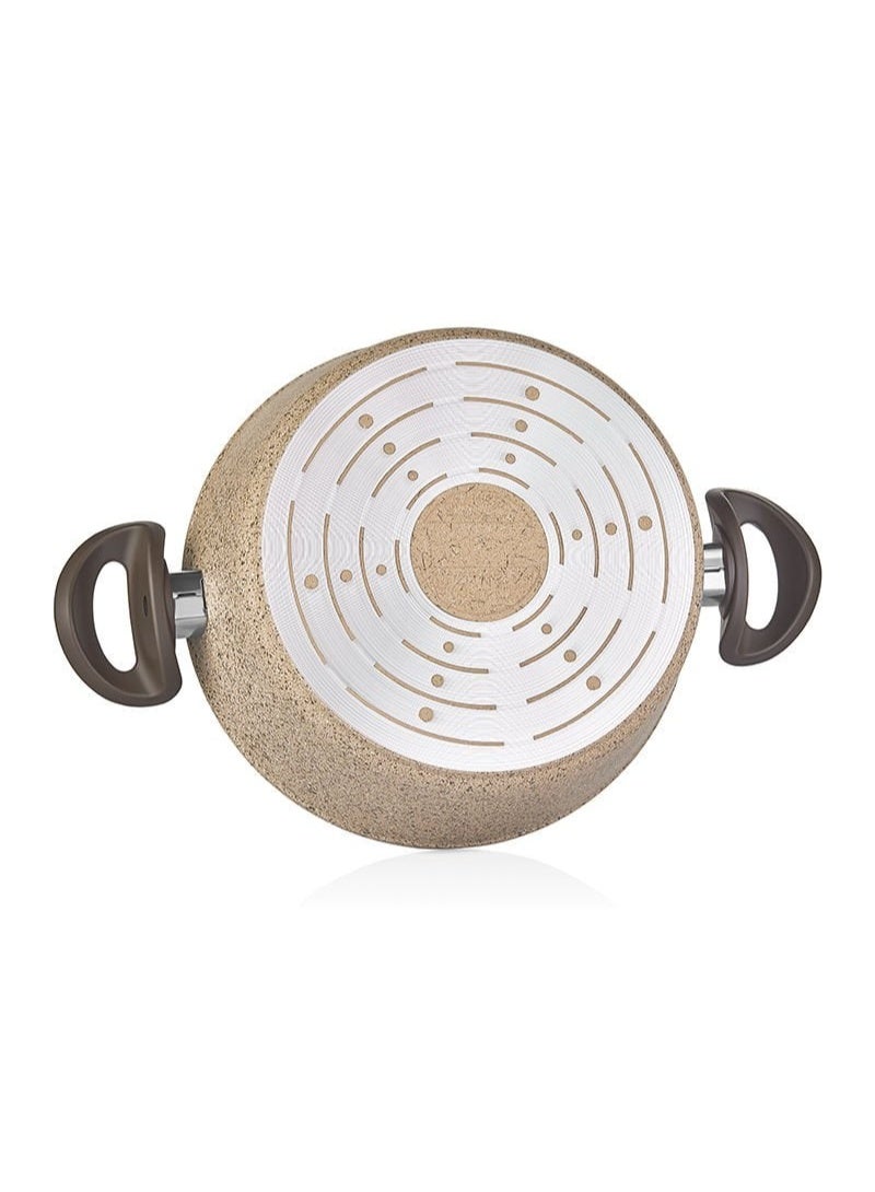 Falez Creamy Granite Casserole 32x13cm – Family-Size Nonstick Granite Cooking Pot with Glass Lid – Induction Safe Elegant Cookware - Image 5