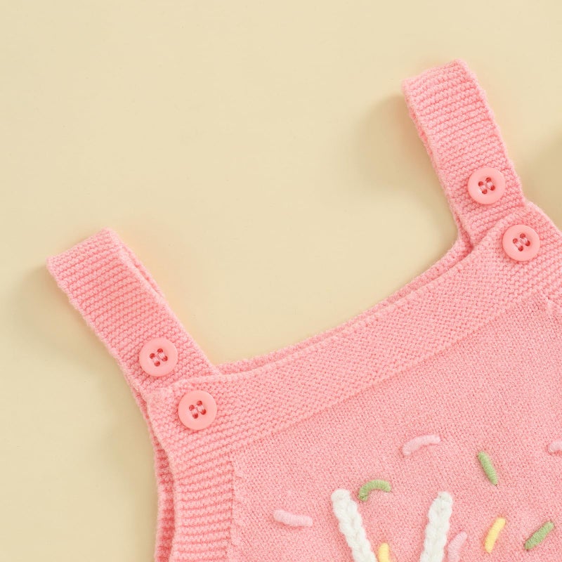 Bonangber Infant Baby Girl Knit Sweater Half Birthday Romper Cute Cake Smash Outfit(A-Pink Half Birthday,6-12 Months) - Image 2
