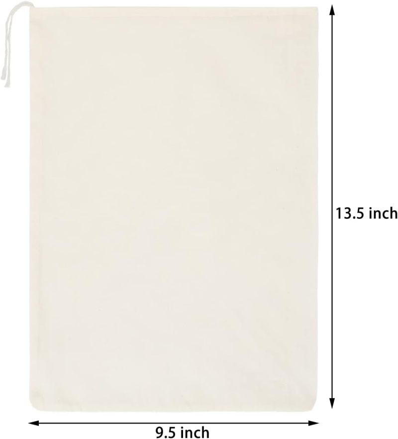 Muslin Bags: 15 Beige Cotton Muslin Bags With 3 Sizes (20x25 Cm, 35x25 Cm, 40x55 Cm) - Reusable Eco-Friendly Drawstring Storage Bags For Home Kitchen, Food Storage, Craft & Wedding Gift Organization - Image 2