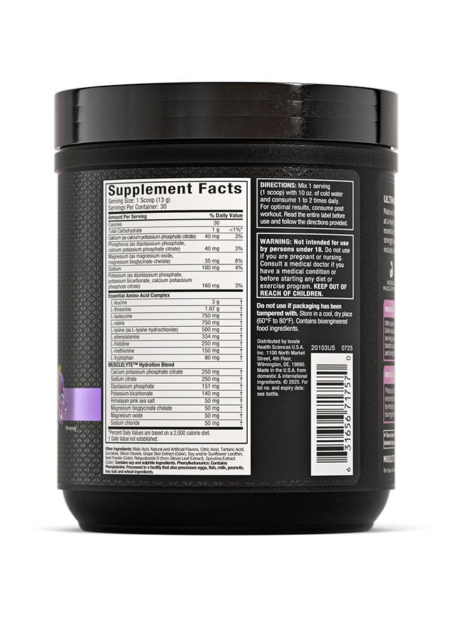 MuscleTech Platinum 100% EAA+ Essential Amino Acids + Electrolytes - 40% Increase in Strength - 7.4g EAA - 4.5g BCAA - 30 Servings - Grape Flavor - Dietary Supplement - Net Wt 13.65 oz (387g) - Image 2