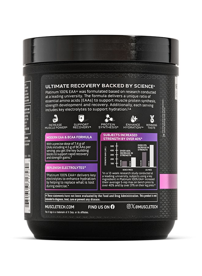 MuscleTech Platinum 100% EAA+ Essential Amino Acids + Electrolytes - 40% Increase in Strength - 7.4g EAA - 4.5g BCAA - 30 Servings - Grape Flavor - Dietary Supplement - Net Wt 13.65 oz (387g) - Image 3