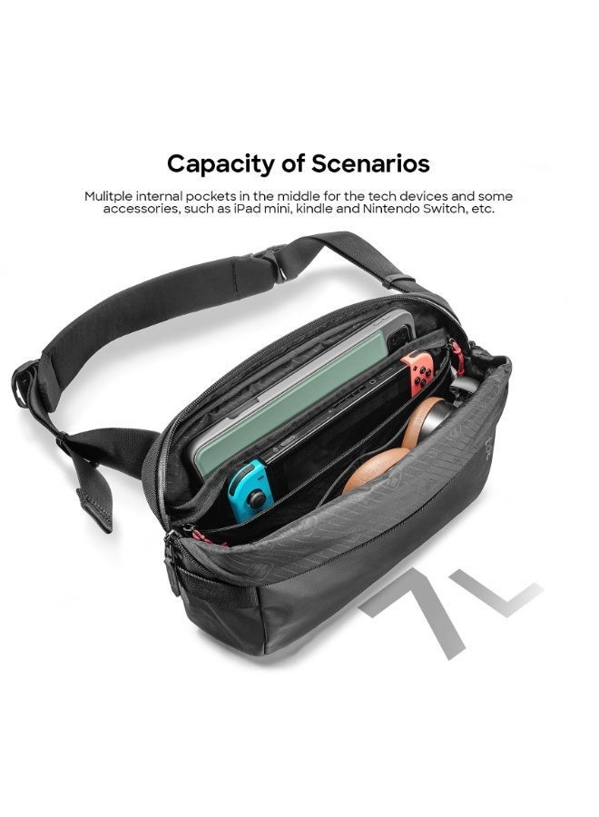 Tomtoc حقيبة كتف Sling Bag 11 بوصة Explorer-T21 بسعة 7 لتر مقاومة للماء متوافقة مع iPad Pro 11 و iPad Air 10.9 و iPad Air 10.5 و iPad Pro 10.5 و iPad 10.2 و iPad 9.7 و سلسلة Galaxy Tab و Surface Go و Huawei MatePad و LG G Pad و Google Nexus و Lenovo YOGA و Asus ZenPad – حقيبة خفيفة للسفر والألعاب EDC - Image 4