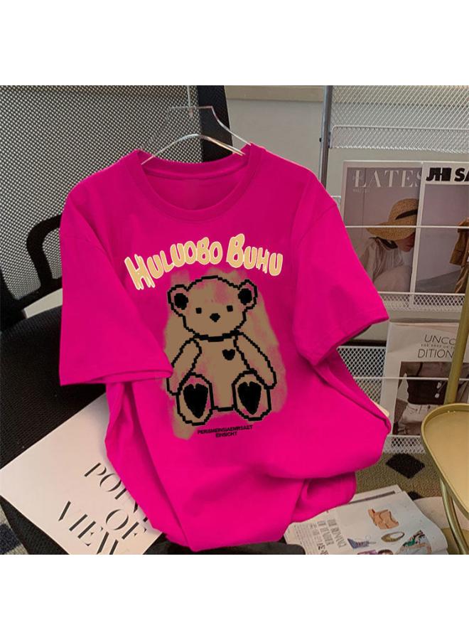 Song Feng Ya Bear Cotton 100 Short-sleeved T-shirt Women's Summer New Korean Style Loose All-match Large Size Slimming Top Trendy 
