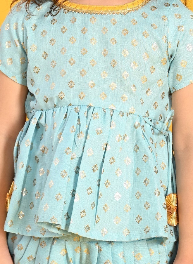 Saka Designs كُرتي مزخرف بنمط عرقي مع بنطلونات دهوتي للفتيات - Image 4