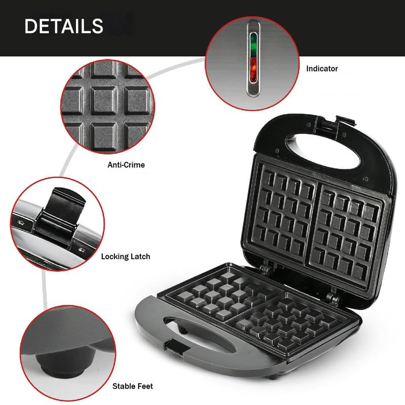 Mugath Mini Waffle Iron With Insulated Handle Locking Latch Belgian Waffle Machine Small Waffle Iron Classic for Childrens Birthdays Family Celebrations Easter or Christmas Cute Compact Design - Image 4