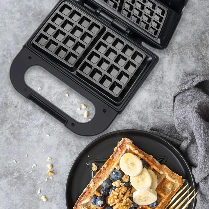 Mugath Mini Waffle Iron With Insulated Handle Locking Latch Belgian Waffle Machine Small Waffle Iron Classic for Childrens Birthdays Family Celebrations Easter or Christmas Cute Compact Design - Image 5