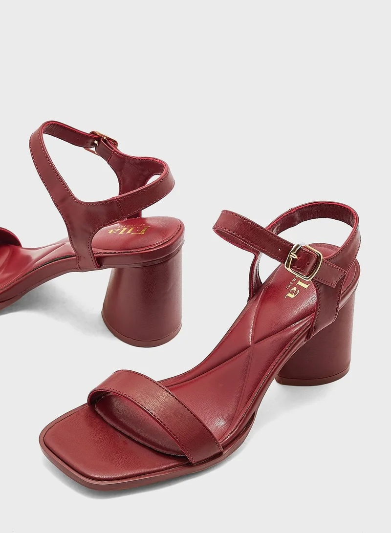ELLA Ankle Strap Mid Block Heel Sandal