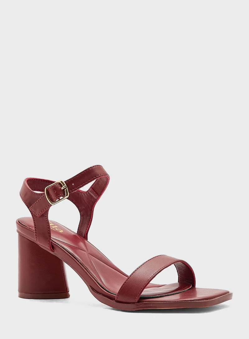 ELLA Ankle Strap Mid Block Heel Sandal