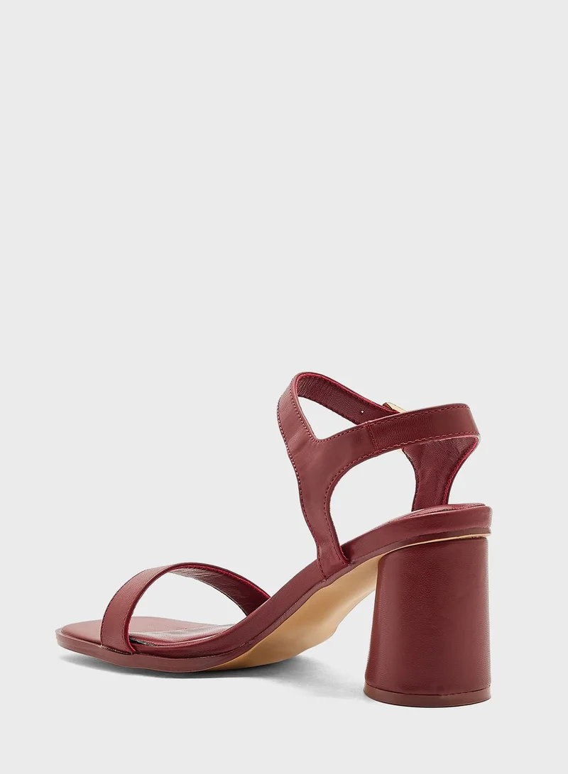 ELLA Ankle Strap Mid Block Heel Sandal