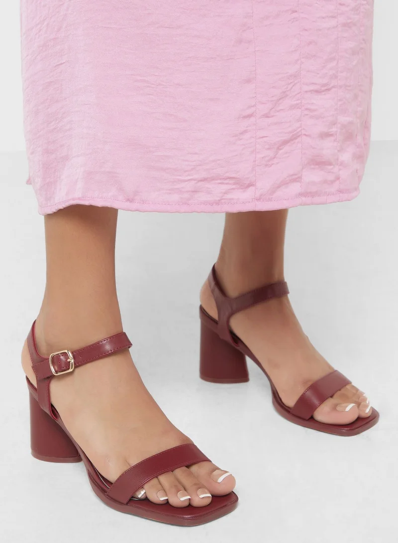 ELLA Ankle Strap Mid Block Heel Sandal